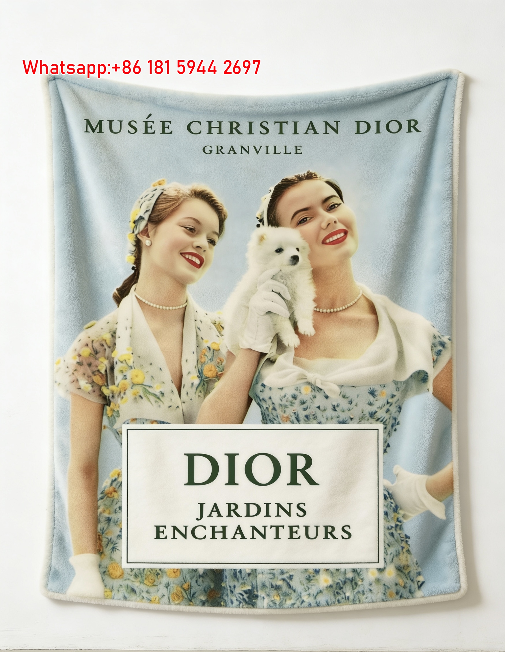 Dior Enchanted Gardens Vintage Flannel Sofa Throw Blanket D491
